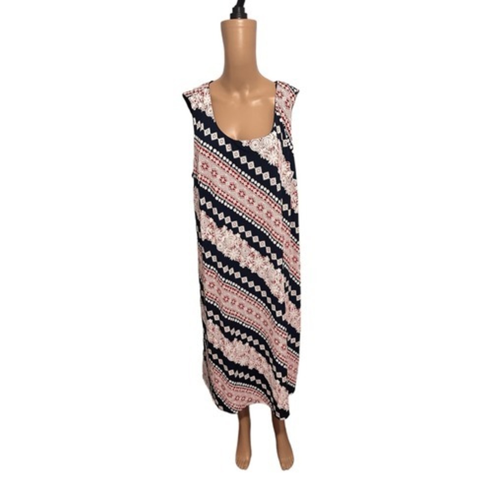 NEW WITH TAGS Sandra Darren Plus 2X Sleeveless‎ Mid-length  red/with blue dress